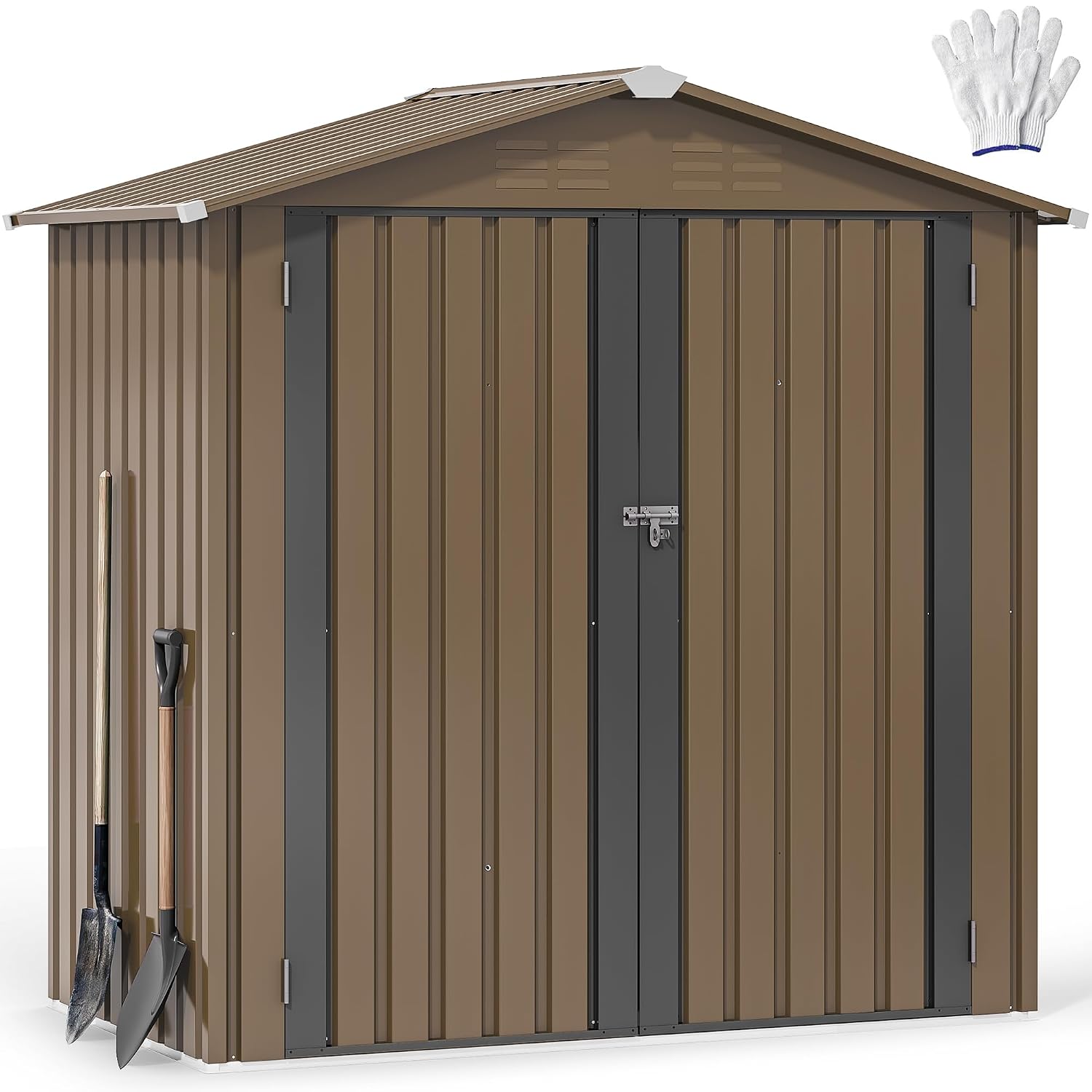 Outdoor Furniture Heavy - 6x4ft Metal Outdoor Storage Shed, Waterproof