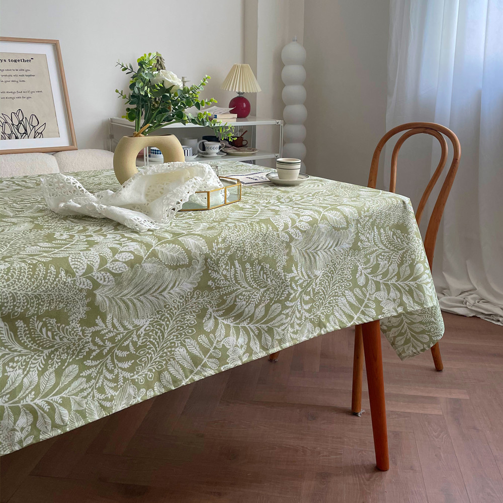 Outdoor Furniture Green - Cotton Linen Waterproof Tablecloth,Green plant design