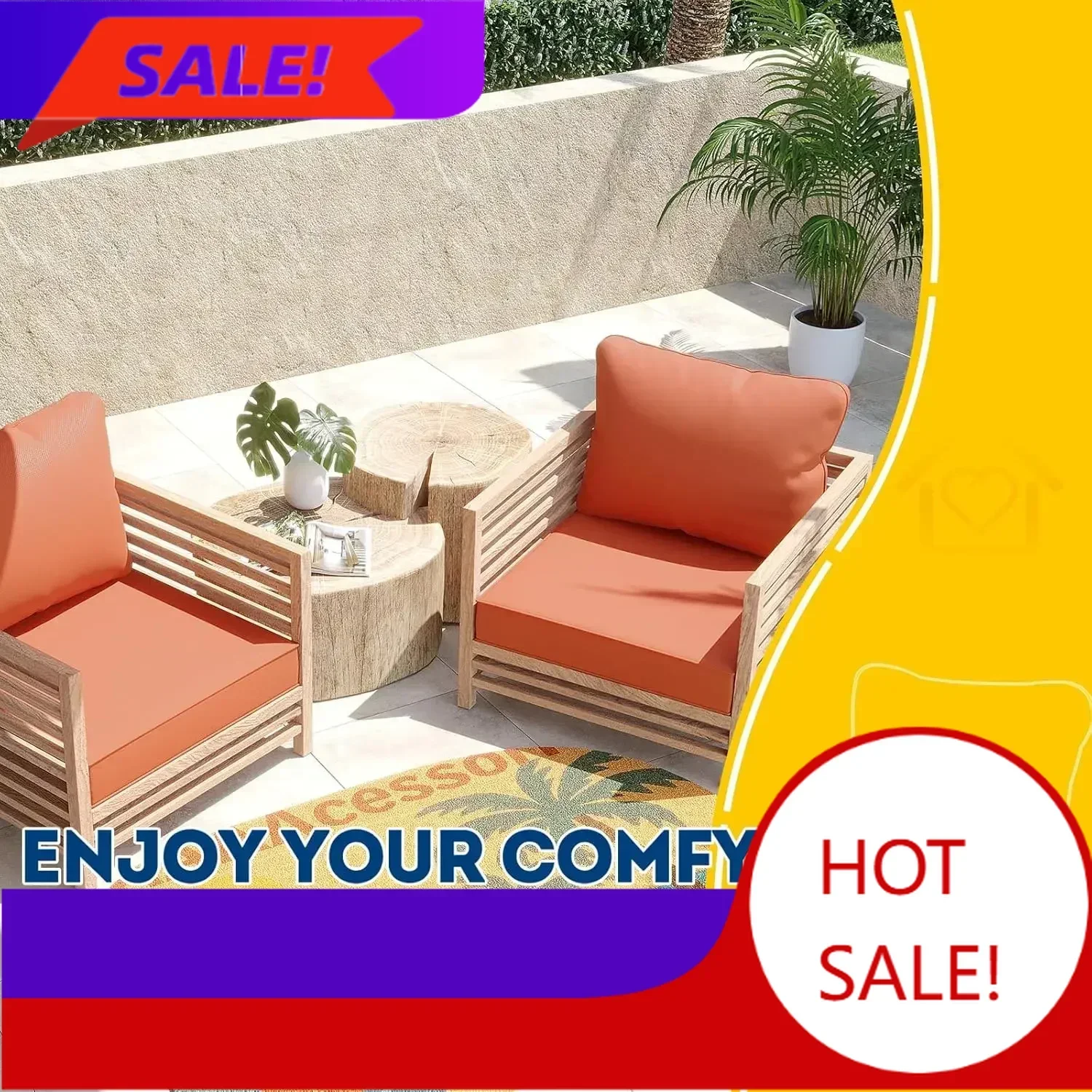 Outdoor Furniture Cushions 24 X 24 - Bestseller[XMSJ]Outdoor Deep Seat Cushions, Waterproof, Fade-Resistant