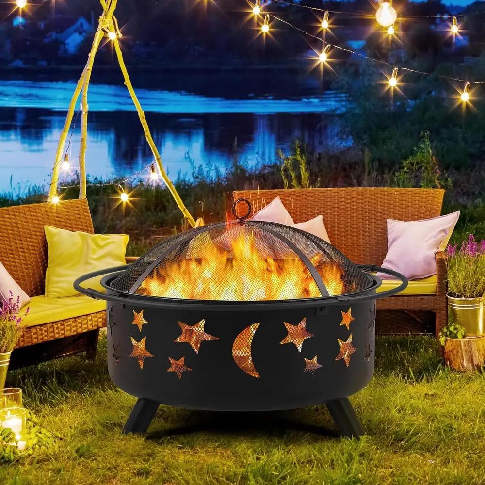 Large Outdoor Fire Pit with Wo - Fire Pit Bowl review and price