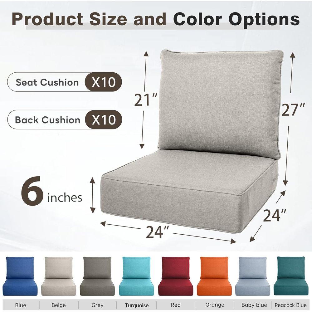 6 Thick Outdoor Cushion Set -  - Outdoor Furniture Cushions 24 X 24 review and price