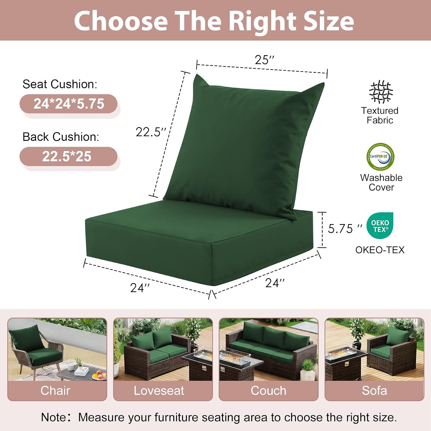 Outdoor Deep Seat Cushion Set, - Outdoor Furniture Cushions 24 X 24 review and price