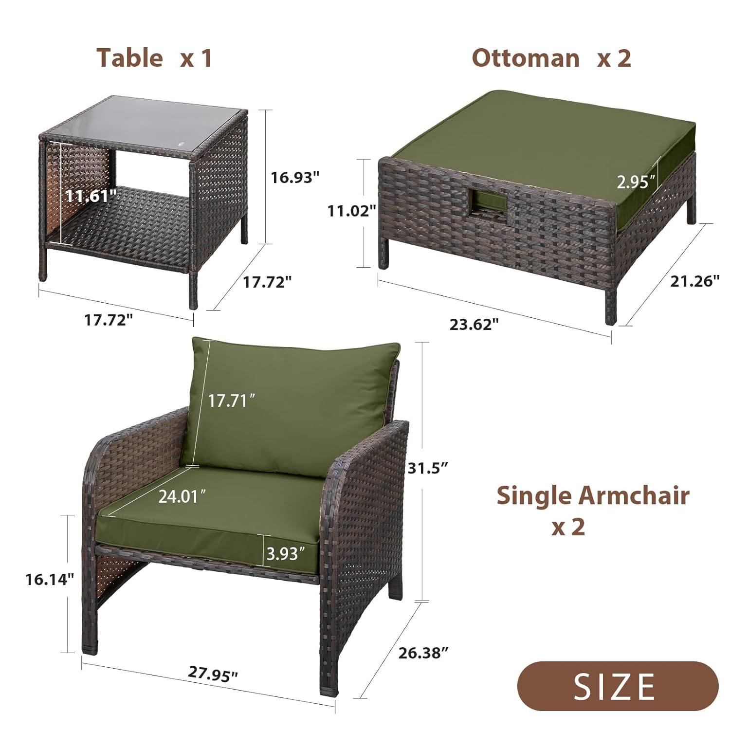 5 Piece PE Rattan Patio Set Ou - Outdoor Furniture Lounge review and price