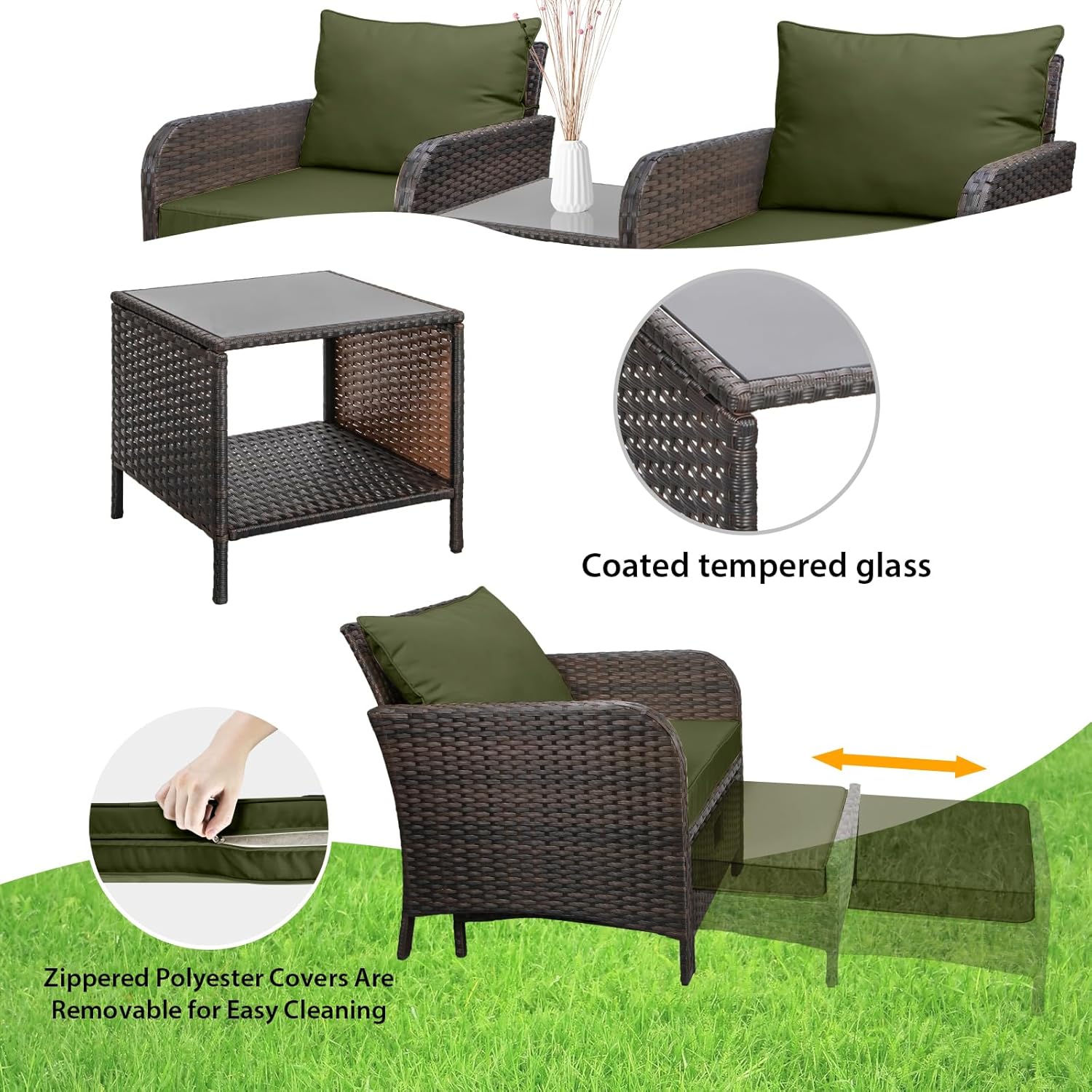 5 Piece PE Rattan Patio Set Ou - Outdoor Furniture Lounge review and price