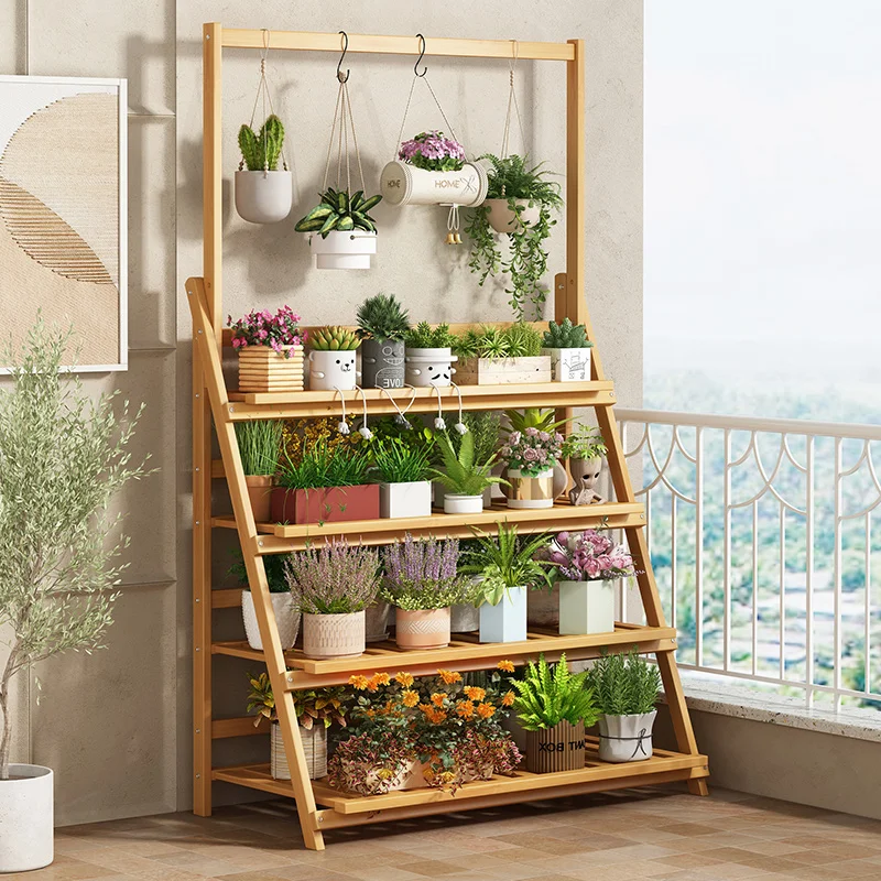 Solid Wood Flower Shelf Plant  - Outdoor Furniture Design review and price