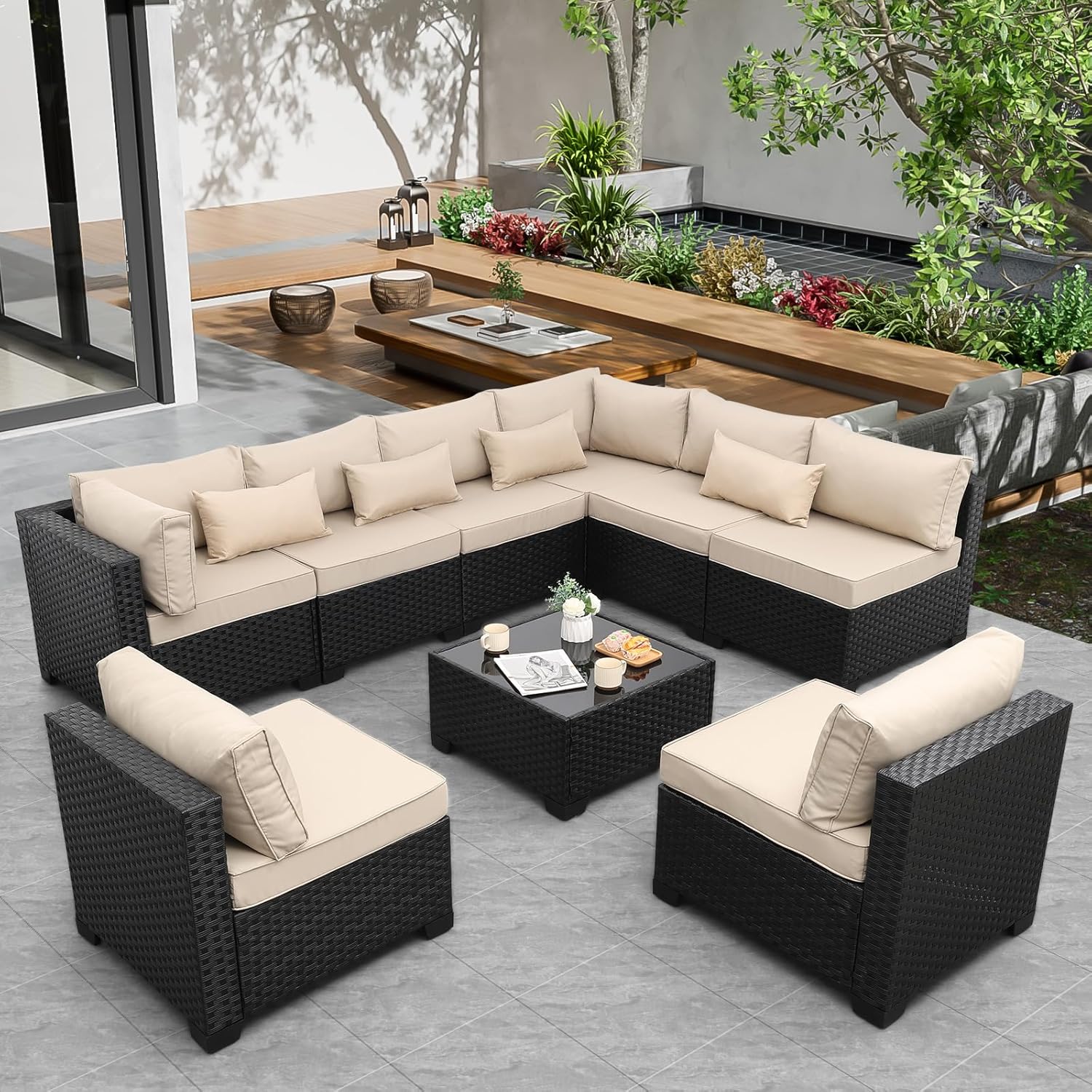 9 Pieces Outdoor Sectional All - Outdoor Furniture Lounge review and price