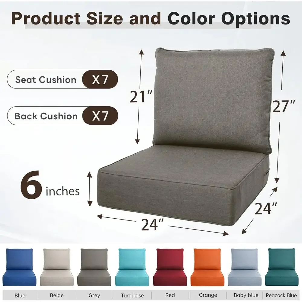 6 Thick Outdoor Cushion Set -  - Outdoor Furniture Cushions 24 X 24 review and price